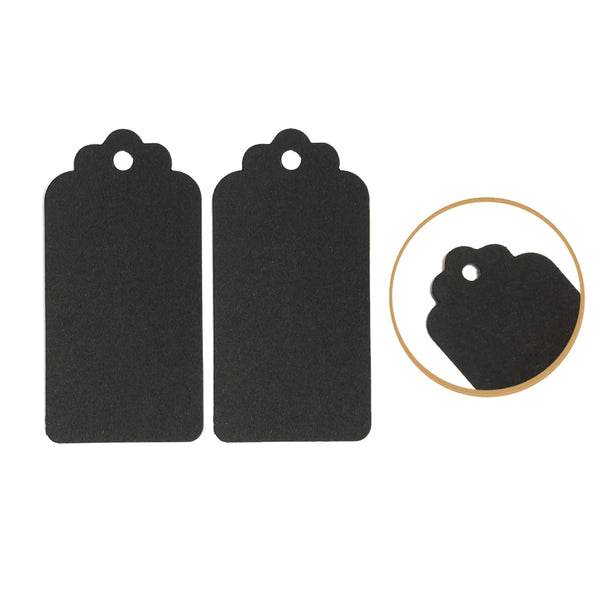 Black Scallop Gift Tags with String (Pack of 100)