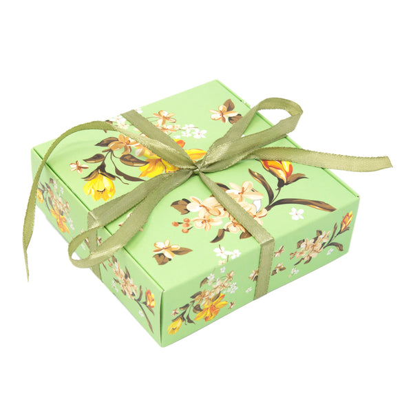 Large Green Floral Square Gift Boxes